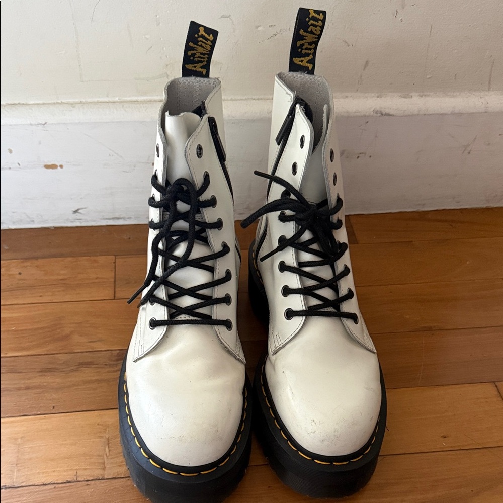 Dr. Marten Jadon Platform White and Black Combat Lace up Boots Size 10